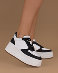 Tenis Blanco Negro Casual Mujer Comodo Plataforma Alta Sneakers Moda 4490083