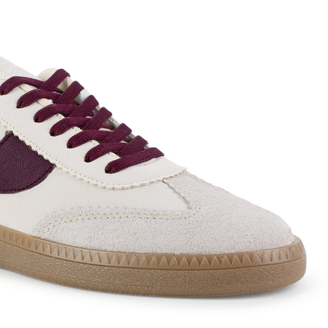 Tenis Beige Vino Casual Moderno Mujer Suela Comoda Agujetas 4490090
