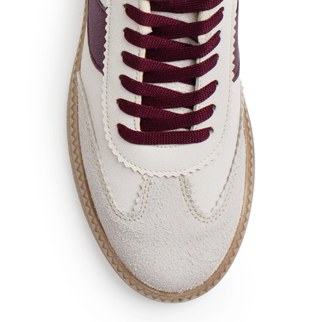 Tenis Beige Vino Casual Moderno Mujer Suela Comoda Agujetas 4490090