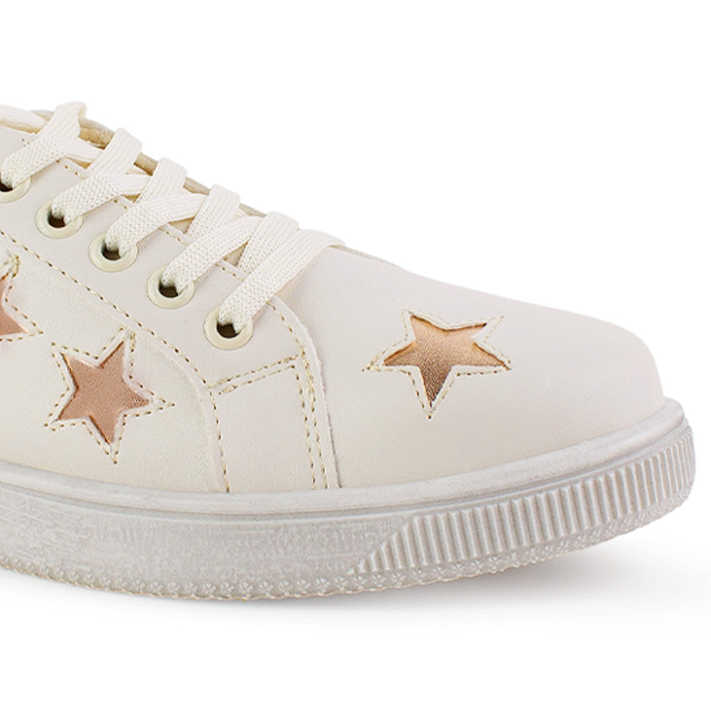 Tenis Beige Oro Rosado Mujer Casual Moda Cordones Estilo Urbano Suela Baja 4490099