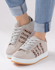 Tenis Beige Cafe Dama Casual Urbano Comodo Sneakers Moda Mujer 3402829