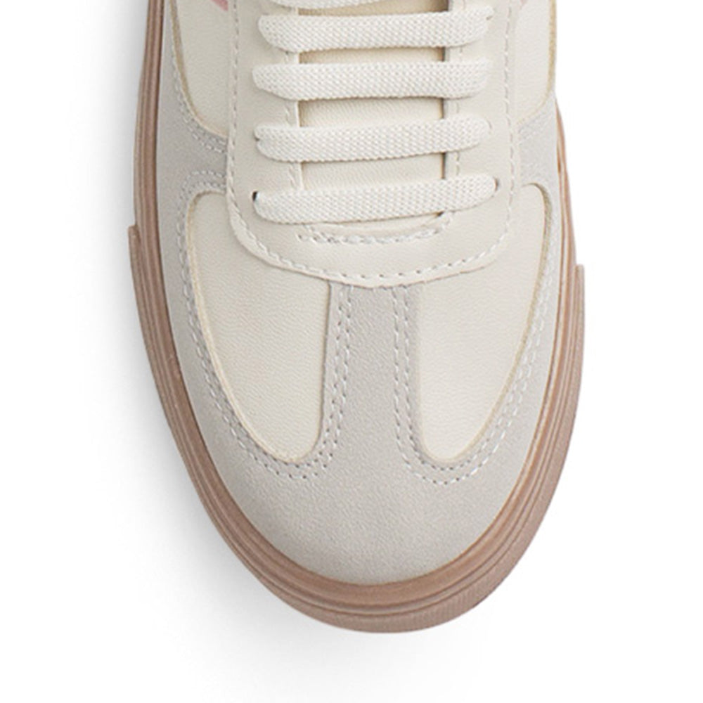 Tenis Beige Rosa Dama Casual Moda Urbano Agujeta Comodo Plataforma 3402958