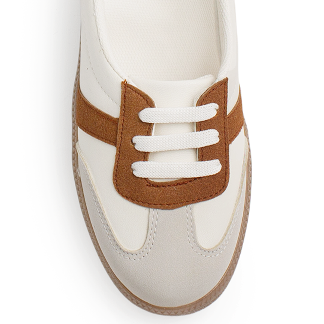 Tenis Beige Cafe Dama Casual Moda Con Diseño Ligero Comodo Mujer Piso 3402960