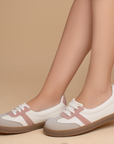 Tenis Beige Rosa Dama Casual Moda Con Diseño Ligero Comodo Mujer Piso 3402961