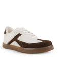 Tenis Beige Cafe Mujer Suela Ligera Puntera Redondeada Con Cordones 3402964
