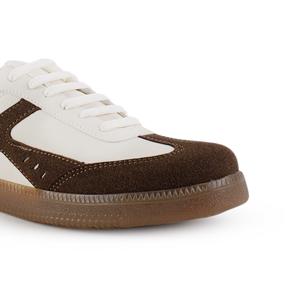 Tenis Beige Cafe Mujer Suela Ligera Puntera Redondeada Con Cordones 3402964