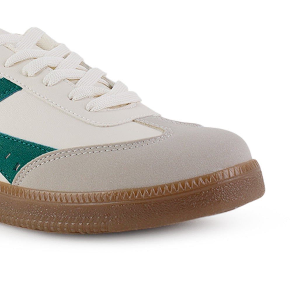Tenis Beige Verde Mujer Suela Ligera Puntera Redondeada Con Cordones 3402965