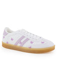 Tenis Blanco Morado Mujer Casual Agujetas Estampado Moda Sneakers  3280221