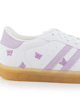 Tenis Blanco Morado Mujer Casual Agujetas Estampado Moda Sneakers  3280221