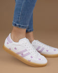 Tenis Blanco Morado Mujer Casual Agujetas Estampado Moda Sneakers  3280221