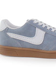 Tenis Azul Blanco Mujer Agujeta Moda Dama Suela Plana Casual Basico 3280222