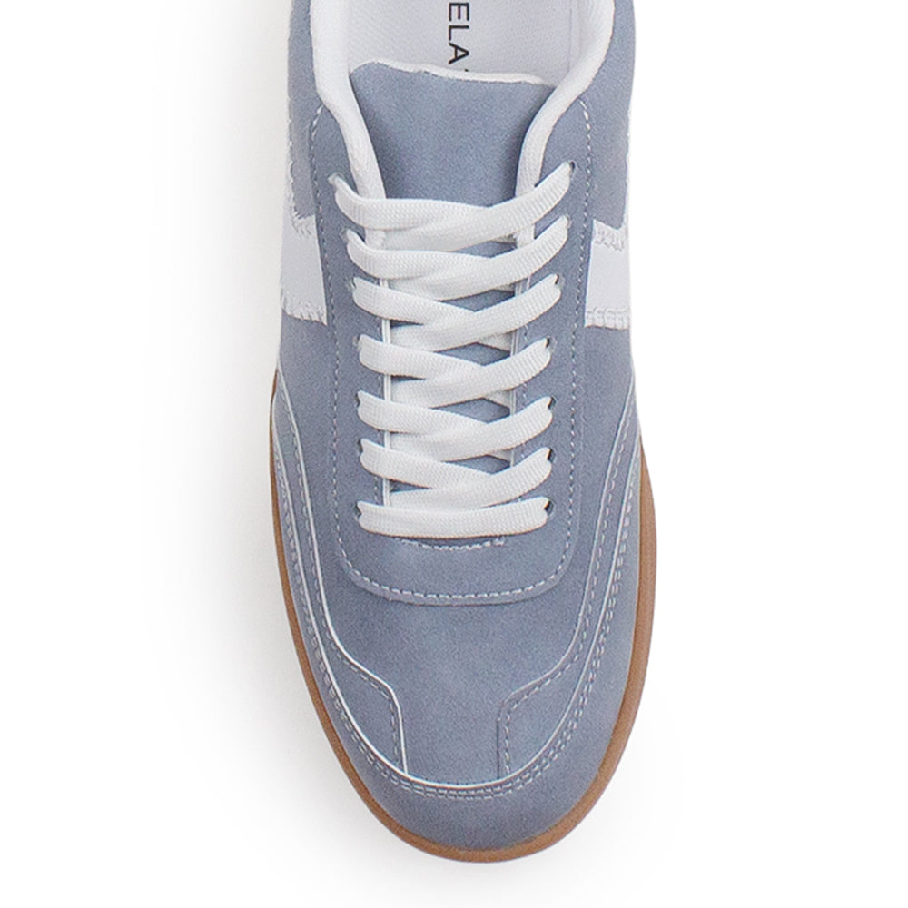 Tenis Azul Blanco Mujer Agujeta Moda Dama Suela Plana Casual Basico 3280222