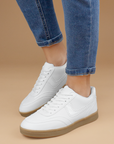 Tenis Blanco Mujer Agujeta Moda Dama Suela Plana Casual Basico 3280223