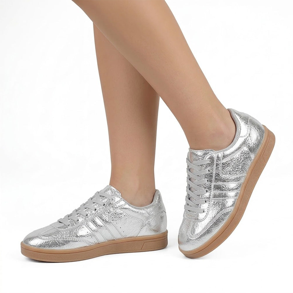 Tenis Plata Dama Casual Urbano Comodo Moda Mujer Agujeta 3280228