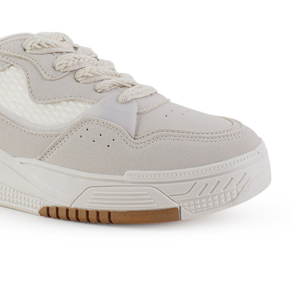 Tenis Beige Dama Casual Urbano Agujeta Ancha Moda Plataforma 3280230