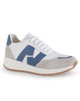 Tenis Blanco Azul Mujer Agujeta Casual Comodo Sneakers Urbano 4530044