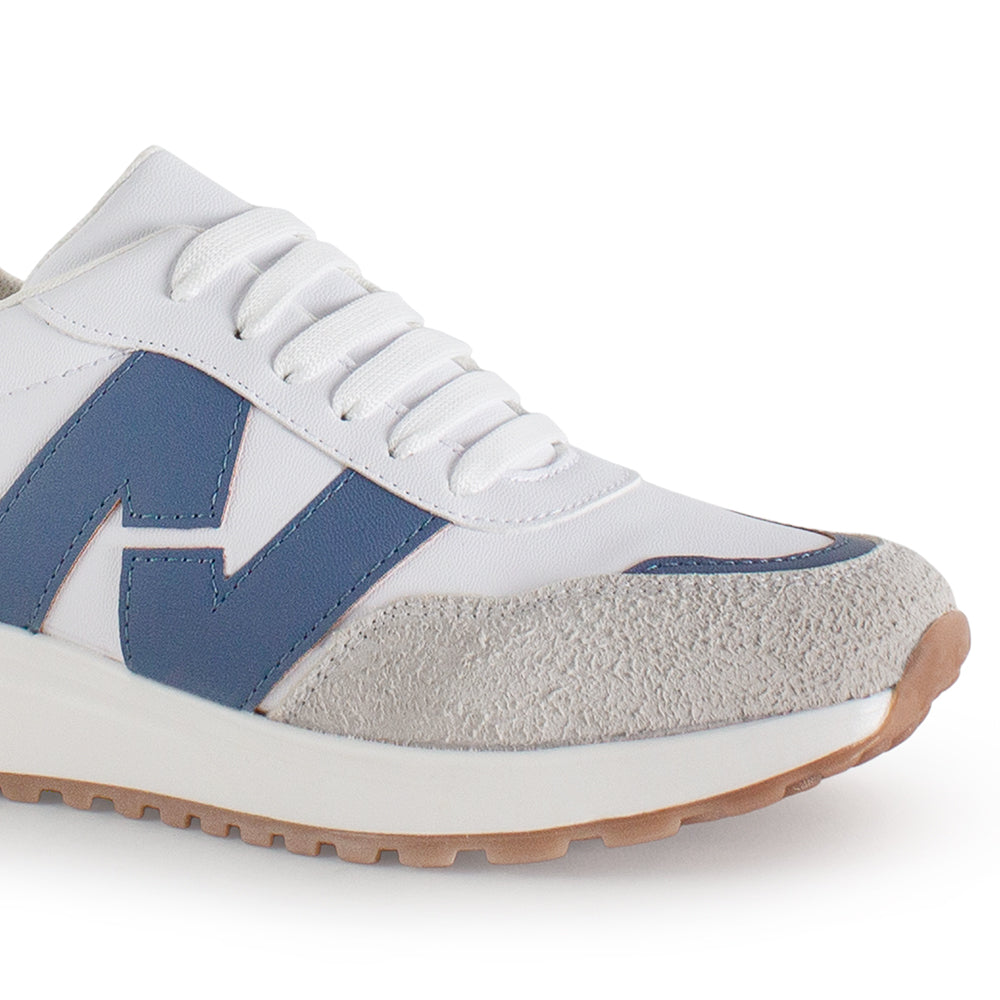 Tenis Blanco Azul Mujer Agujeta Casual Comodo Sneakers Urbano 4530044