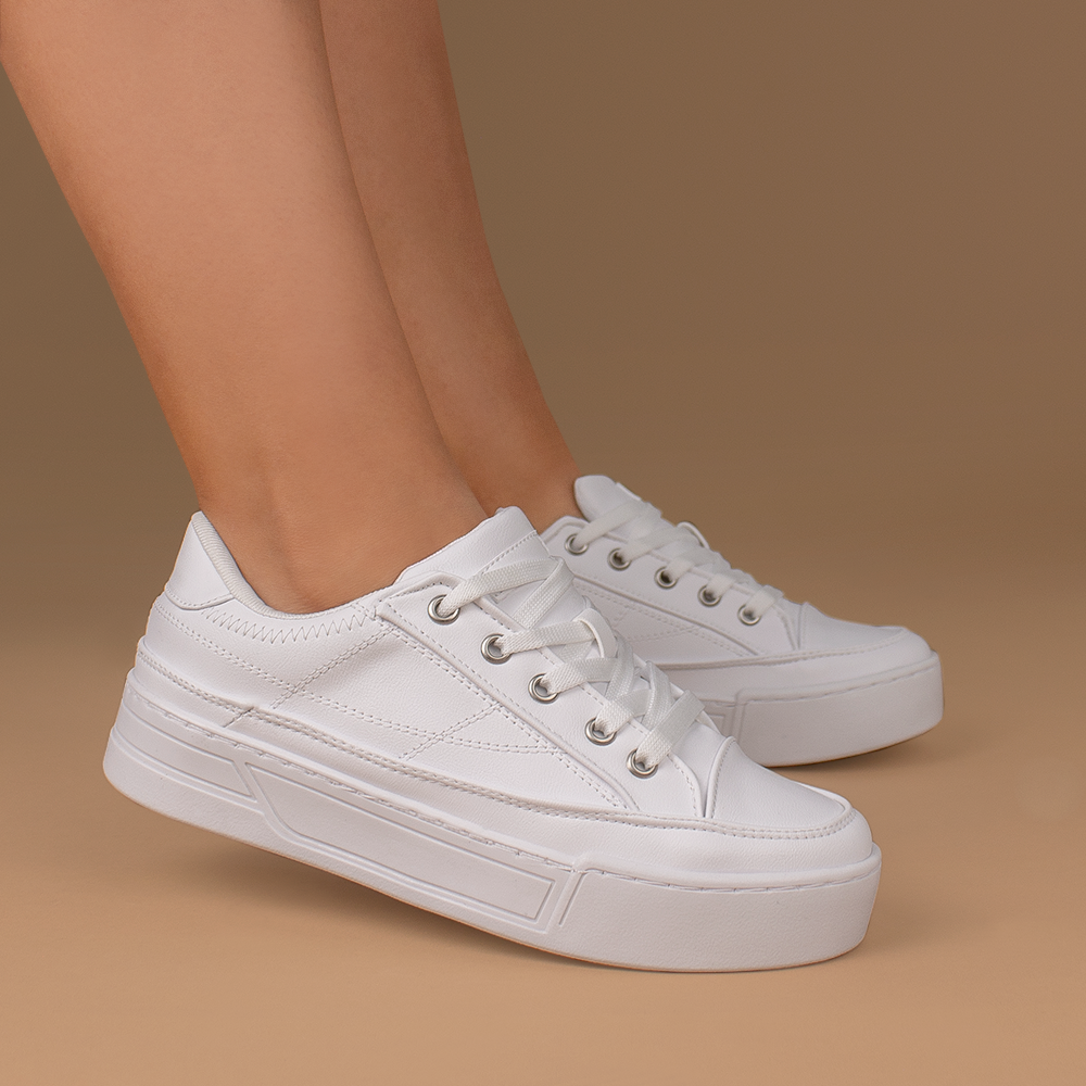 Tenis Blanco Piso Mujer Casual Moda Dama Comodos Básico Urbano 4272751