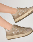 Tenis Cafe Mujer Casual Brillos Moda Comodo Agujeta Sneakers 4273092