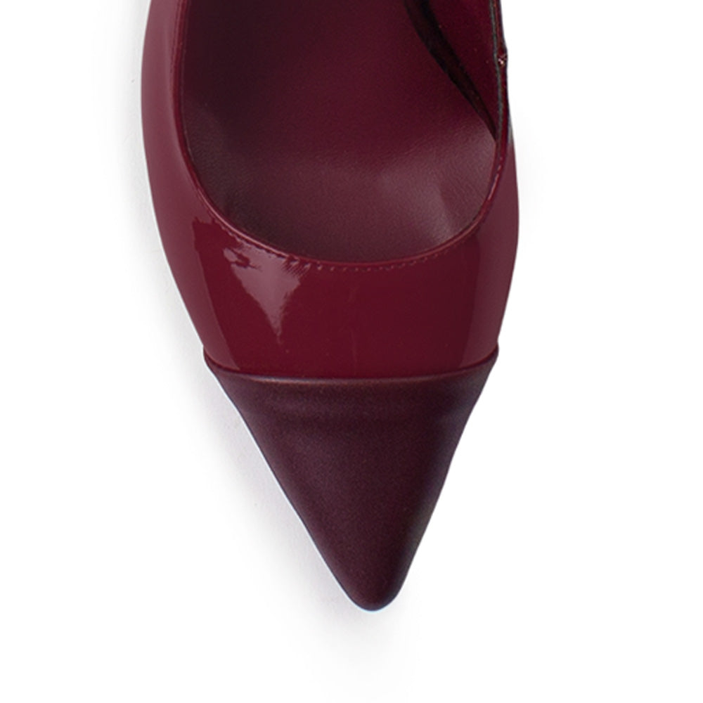 Zapatilla Vino Puntal Tacon Delgado Stiletto Destalonado Mujer 2000116
