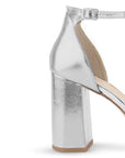 Zapatilla Plata Mujer Casual Tacon Alto Punta Cuadrada Elegante 4840048