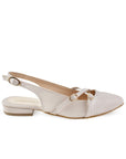 Balerina Beige Dama Doble Hebilla Tacon Bajo Destalonada Moda 4070060