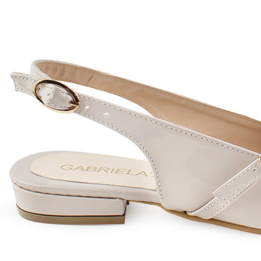 Balerina Beige Dama Doble Hebilla Tacon Bajo Destalonada Moda 4070060