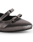 Balerina Gris Talon Descubierto Moños Casual Moda Zapatos Mujer 4070080