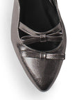 Balerina Gris Talon Descubierto Moños Casual Moda Zapatos Mujer 4070080