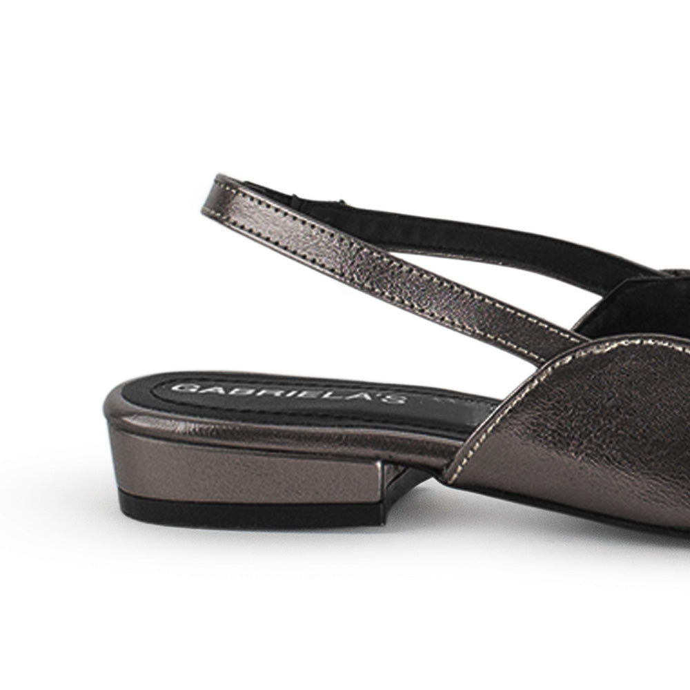 Balerina Gris Talon Descubierto Moños Casual Moda Zapatos Mujer 4070080