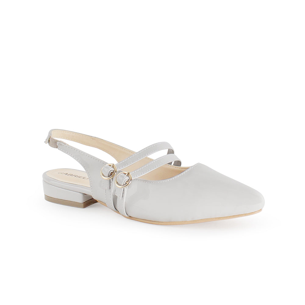 Zapatilla Beige Tacon Bajo Destalonado Doble Hebilla Moda Casual 4070081