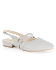Zapatilla Beige Tacon Bajo Destalonado Doble Hebilla Moda Casual 4070081