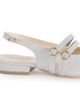 Zapatilla Beige Tacon Bajo Destalonado Doble Hebilla Moda Casual 4070081