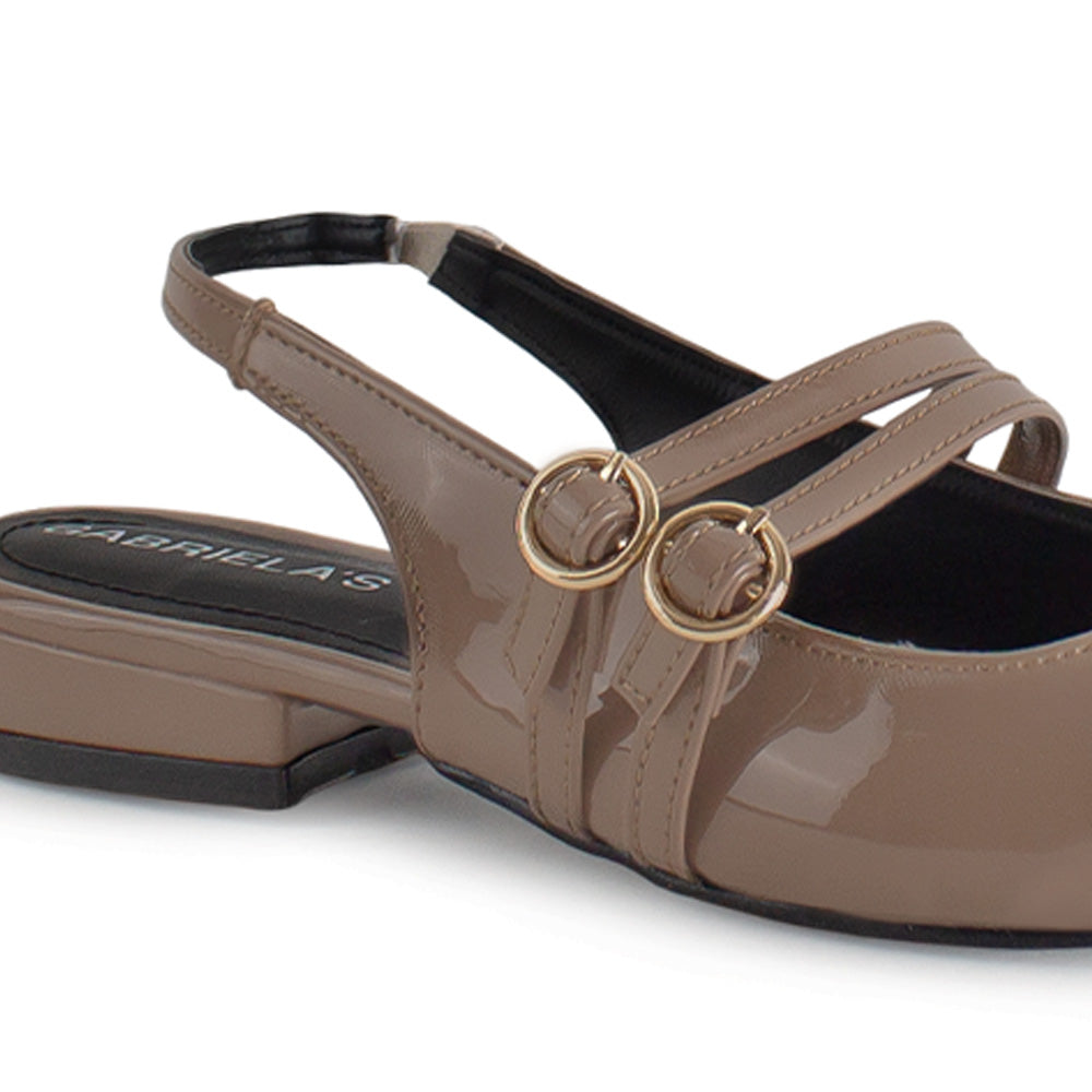 Zapatilla Cafe Tacon Bajo Destalonado Doble Hebilla Moda Casual 4070082