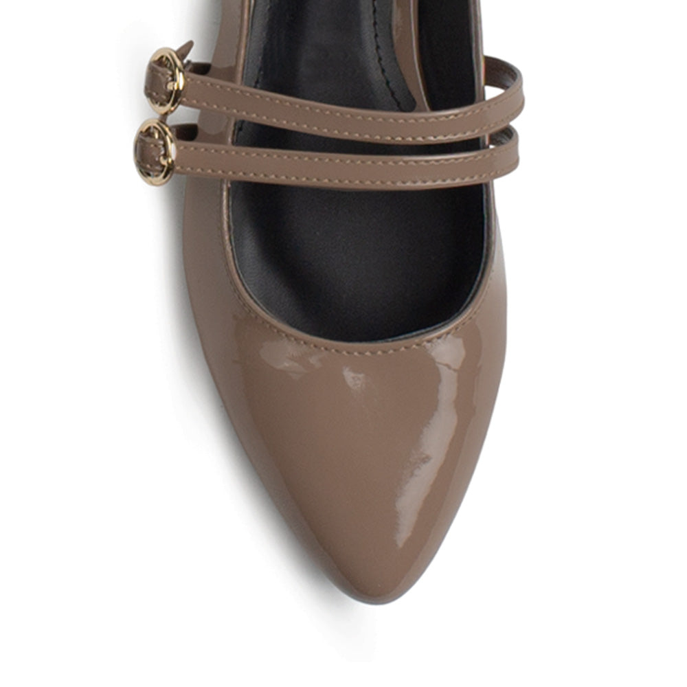 Zapatilla Cafe Tacon Bajo Destalonado Doble Hebilla Moda Casual 4070082