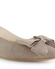 Zapatilla Beige Dama Tacon Bajo Moño Destalonado Moda Casual 4070089