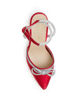 Zapatilla Rojo/Plata Dama Punta Cerrada Tacon Alto Brillos Fiesta 4950004
