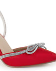 Zapatilla Rojo/Plata Dama Punta Cerrada Tacon Alto Brillos Fiesta 4950004