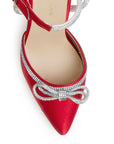 Zapatilla Rojo/Plata Dama Punta Cerrada Tacon Alto Brillos Fiesta 4950004