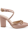 Zapatilla Maquillaje Dama Punta Cerrada Tacon Alto Brillos Fiesta 4950005