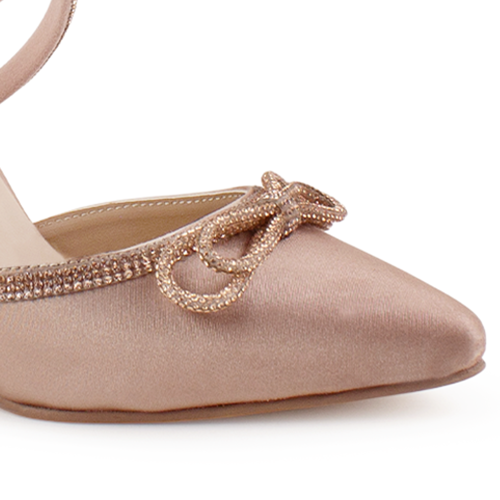 Zapatilla Maquillaje Dama Punta Cerrada Tacon Alto Brillos Fiesta 4950005