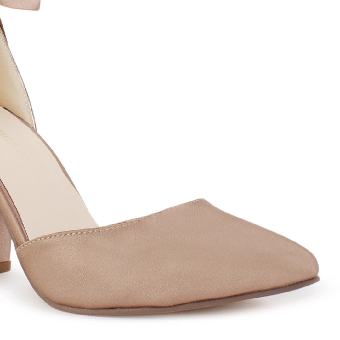 Zapatilla Maquillaje Tipo Stiletto Tacon Ancho Moño Formal 4950007