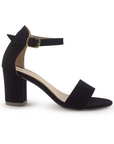 Zapatilla Negro Dama Tacón Bajo Cuadrado Casual Pulsera Ajuste 460425