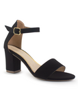Zapatilla Negro Dama Tacón Bajo Cuadrado Casual Pulsera Ajuste 460425