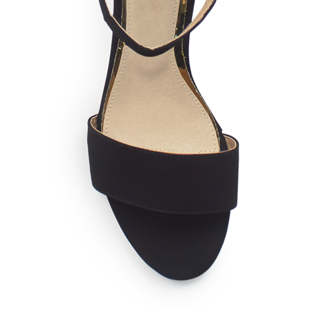 Zapatilla Negro Dama Tacón Bajo Cuadrado Casual Pulsera Ajuste 460425