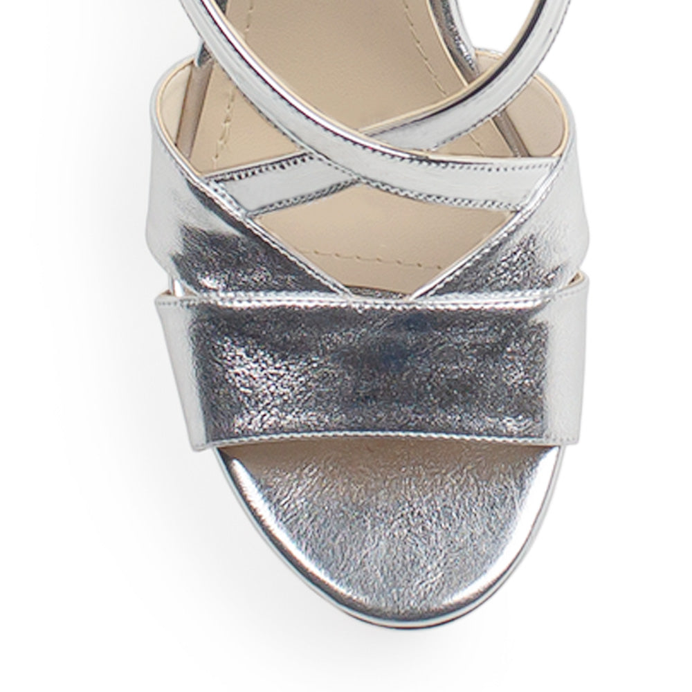 Zapatilla Plata Dama Punta Abierta Casual Tiras Cruzadas Moda 3660289
