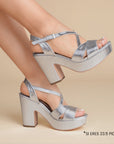 Zapatilla Plata Dama Punta Abierta Casual Tiras Cruzadas Moda 3660289