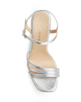 Zapatilla Plata Dama Fiesta Tiras Tacón Moda Mujer 3660399