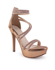 Zapatilla Oro Rosa Mujer Tiras Pedreria Tacon Delgado Mujer Casual 3660442