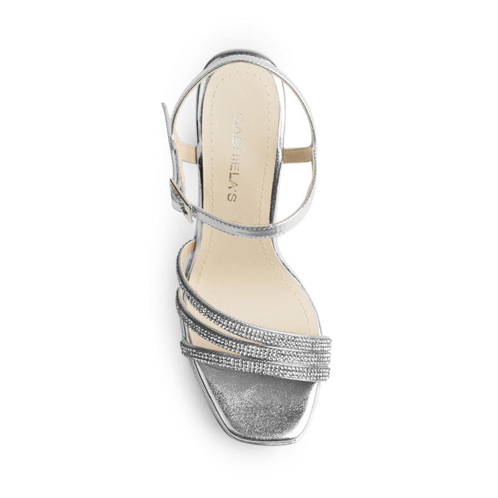Zapatilla Plata de Fiesta Tacón Alto Diseño Sofisticado Mujer 3660444